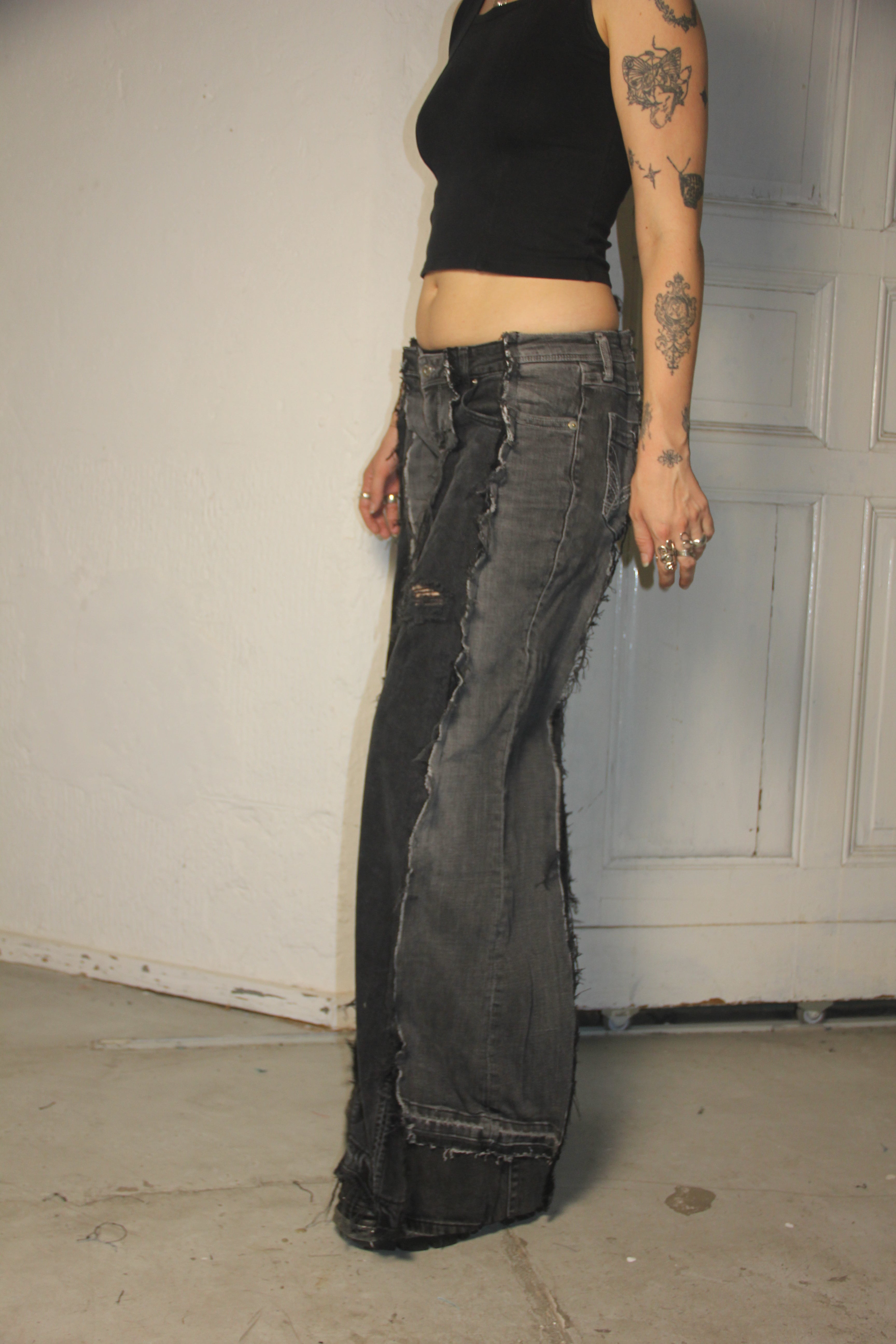 LIMITED EDITION FLARED EXTRA LONG DARK GREY SPG PANTS