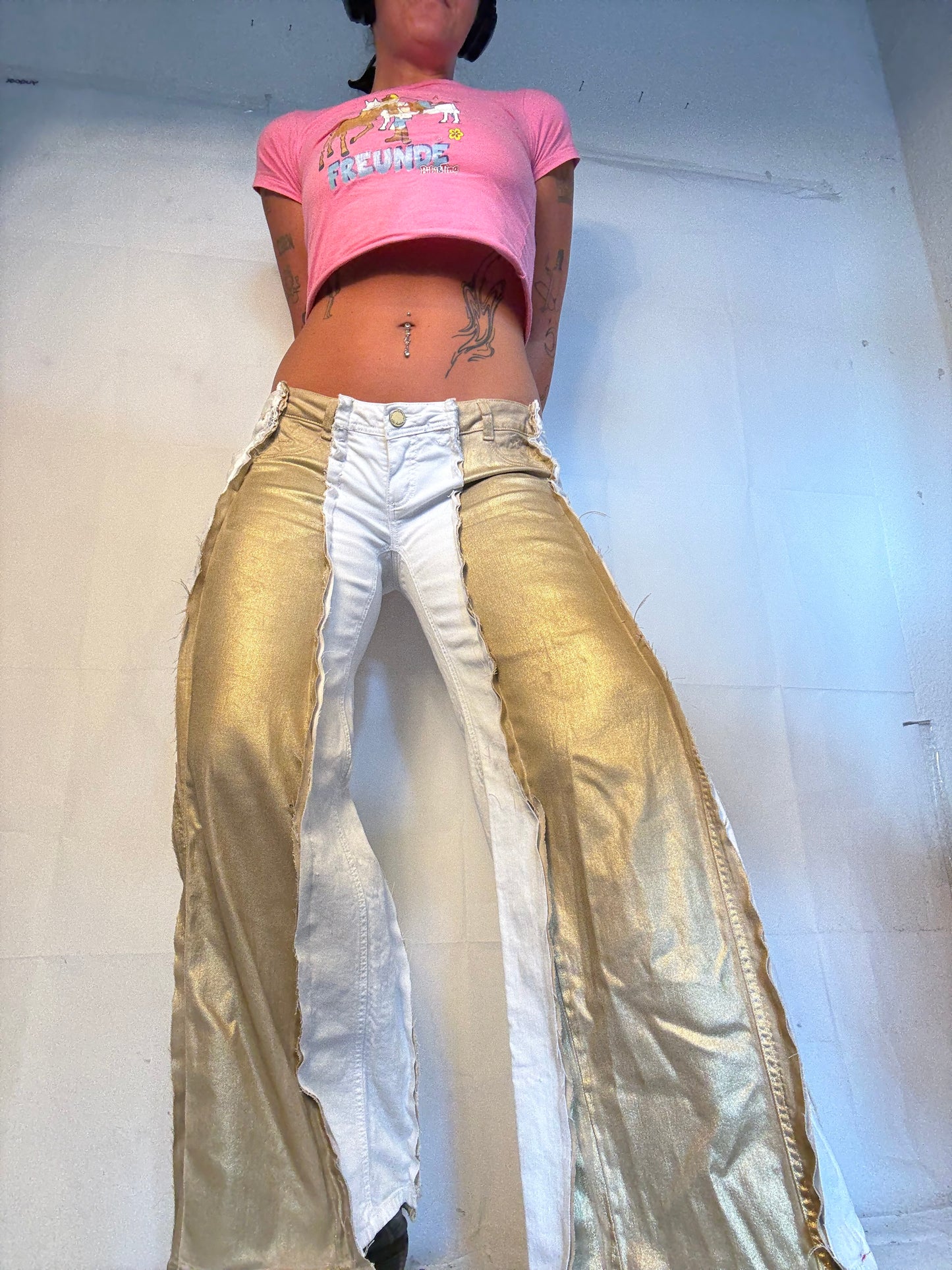 LOWWAIST WHITE/GOLD SPG PANTS