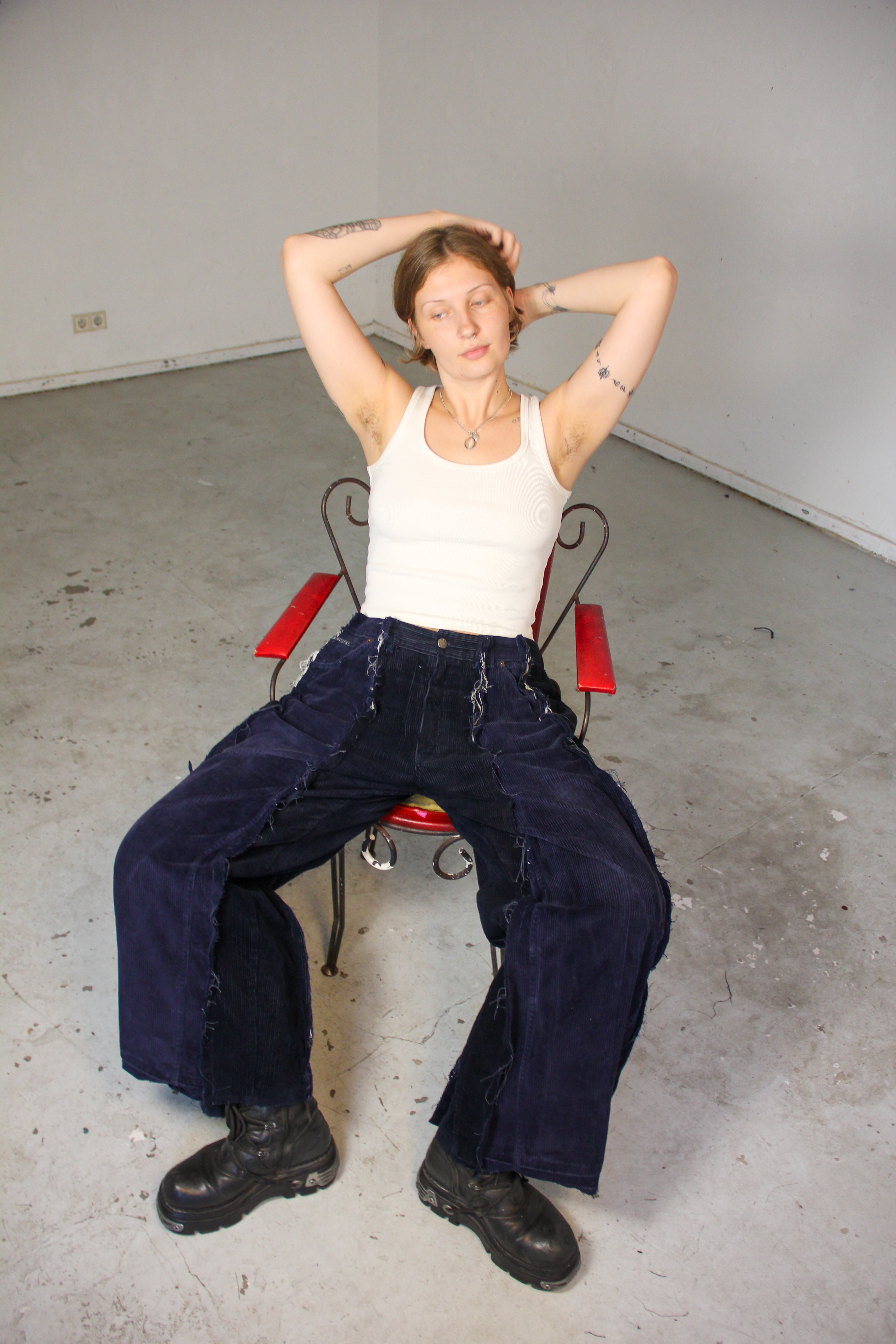 BAGGY DARK BLUE CORDUROY SPG PANTS