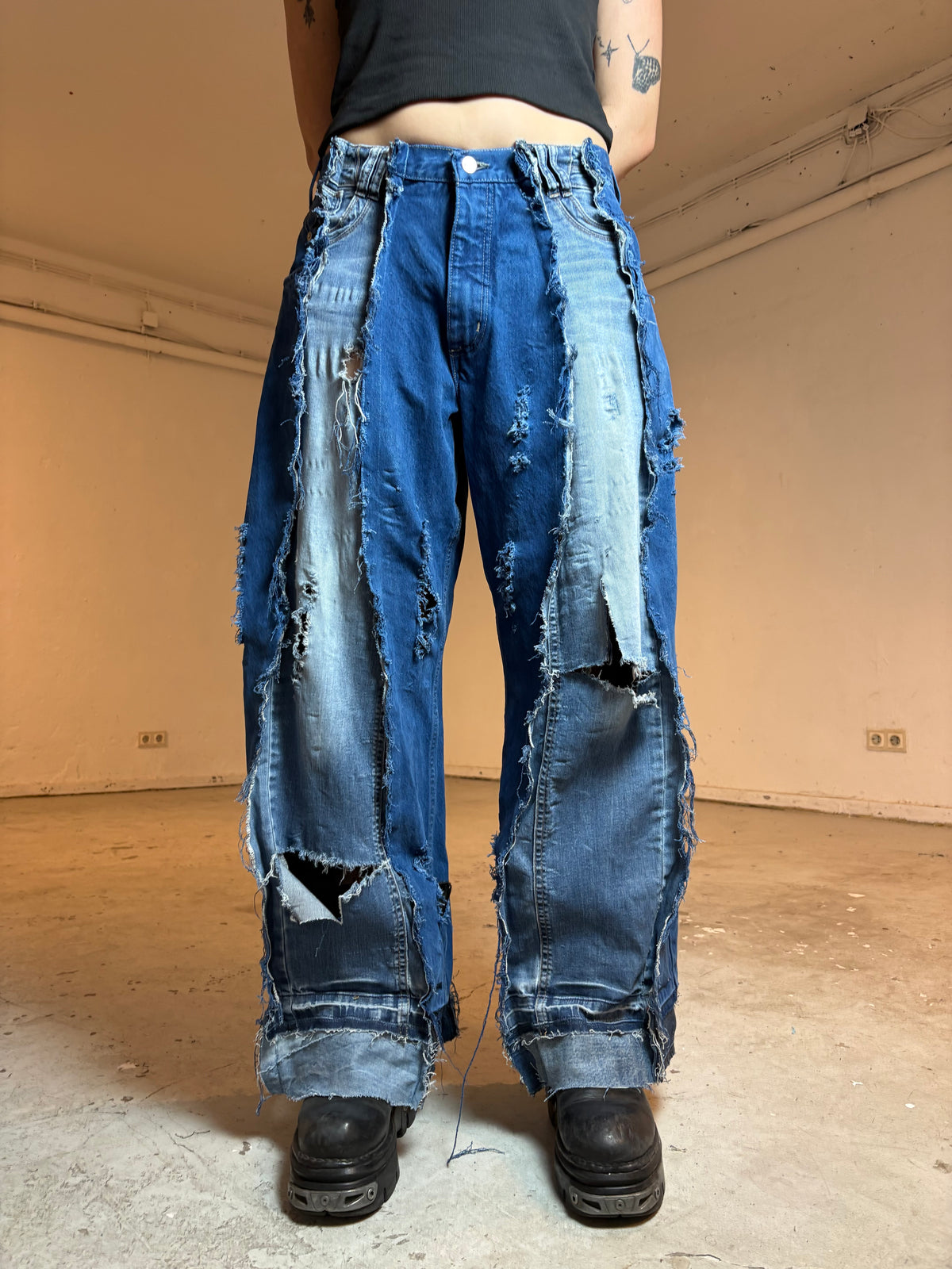 LIMITED EDITION EXTRA DISTRESSED BLUE DENIM SPG PANTS