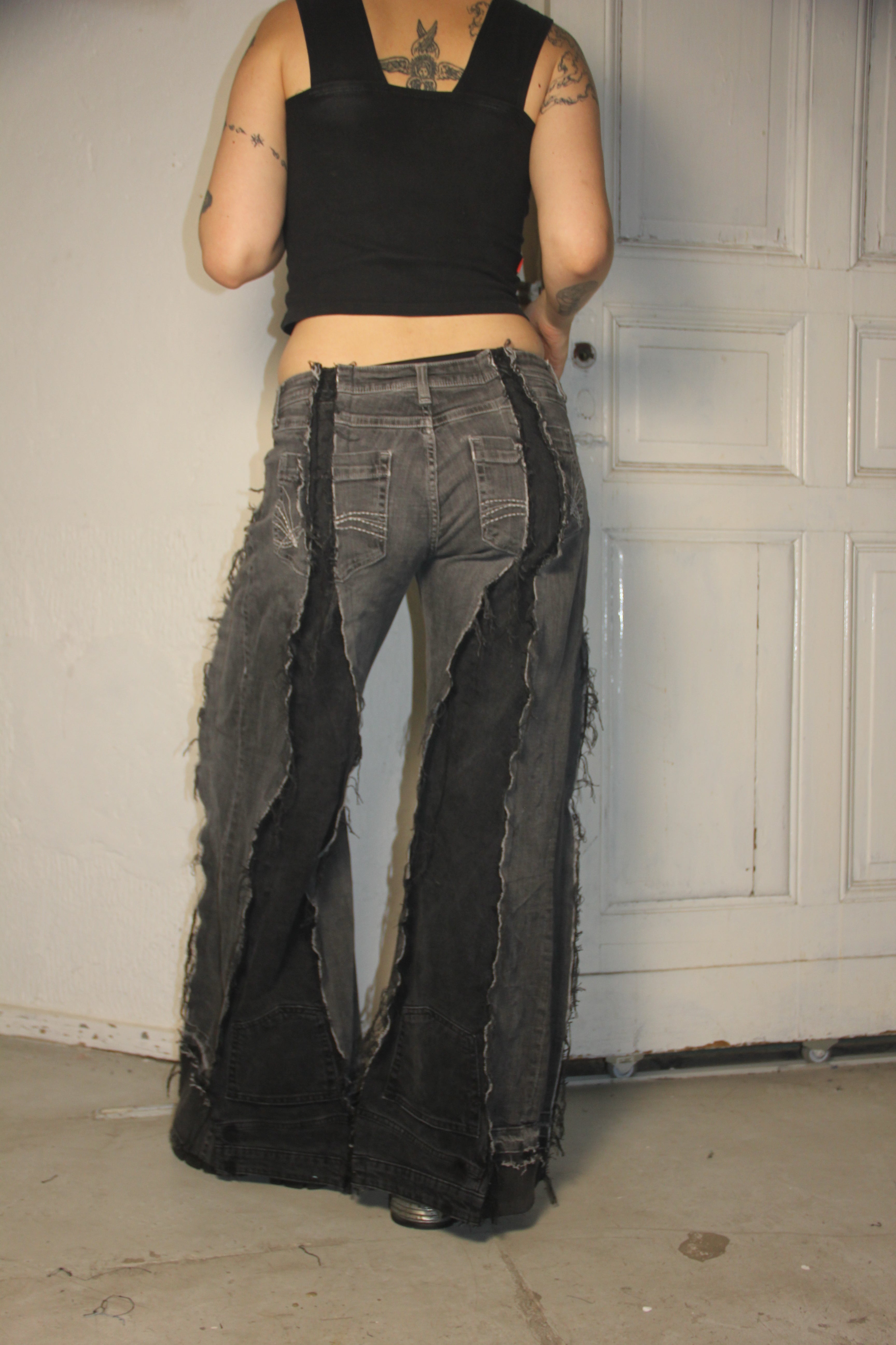 LIMITED EDITION FLARED EXTRA LONG DARK GREY SPG PANTS