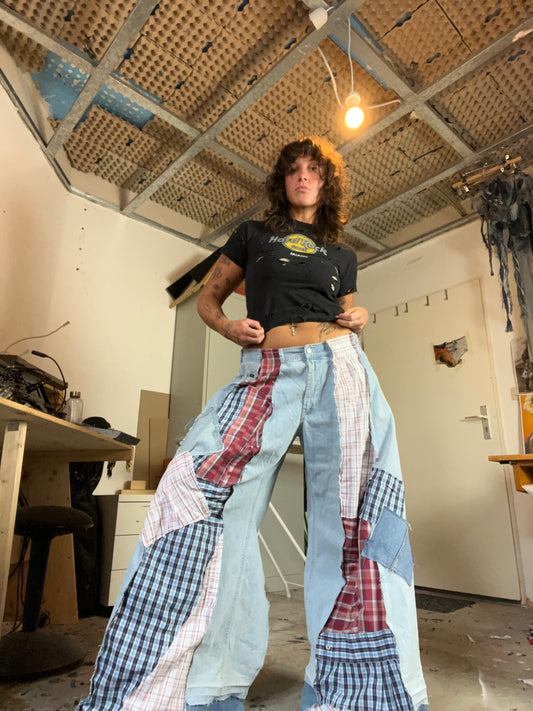 Extra Long Patched Flannel/Denim SPG Pants