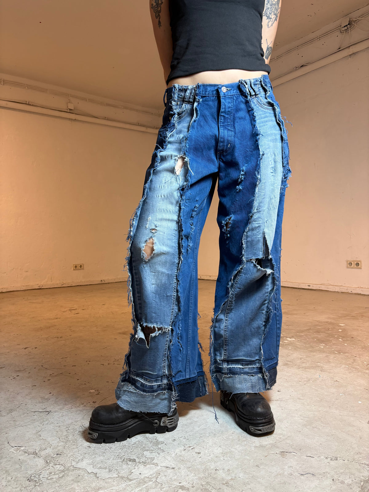 LIMITED EDITION EXTRA DISTRESSED BLUE DENIM SPG PANTS