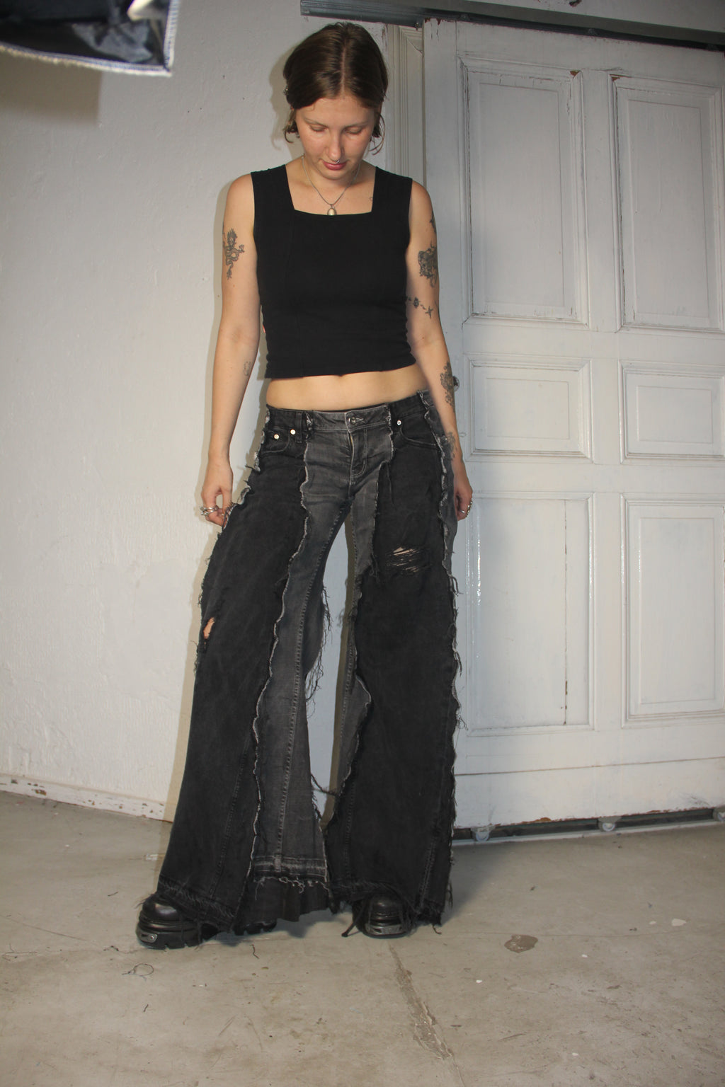 LIMITED EDITION FLARED EXTRA LONG DARK GREY SPG PANTS