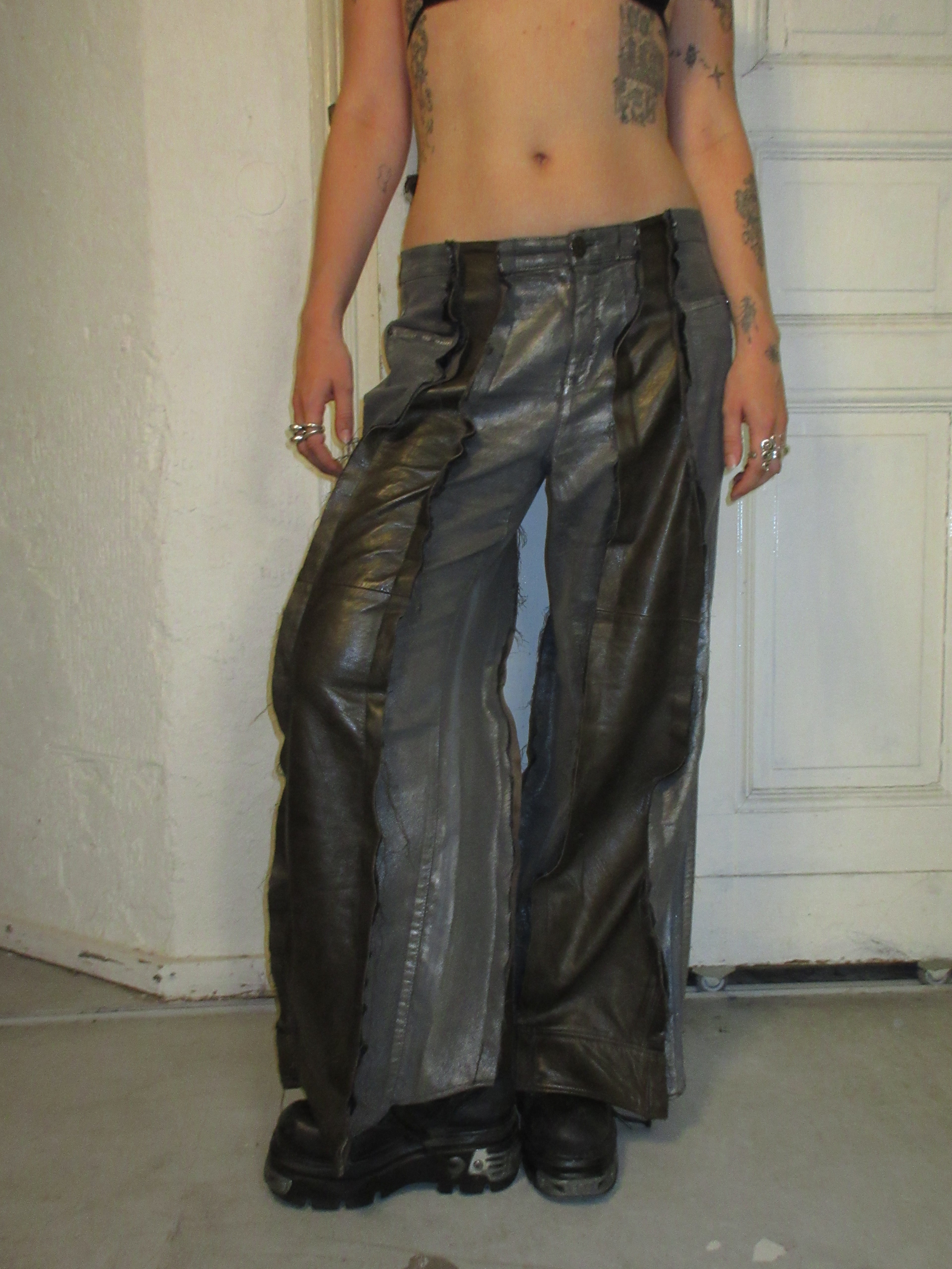 LIMITED EDITION LEATHER/ METALLIC DENIM SPG PANTS