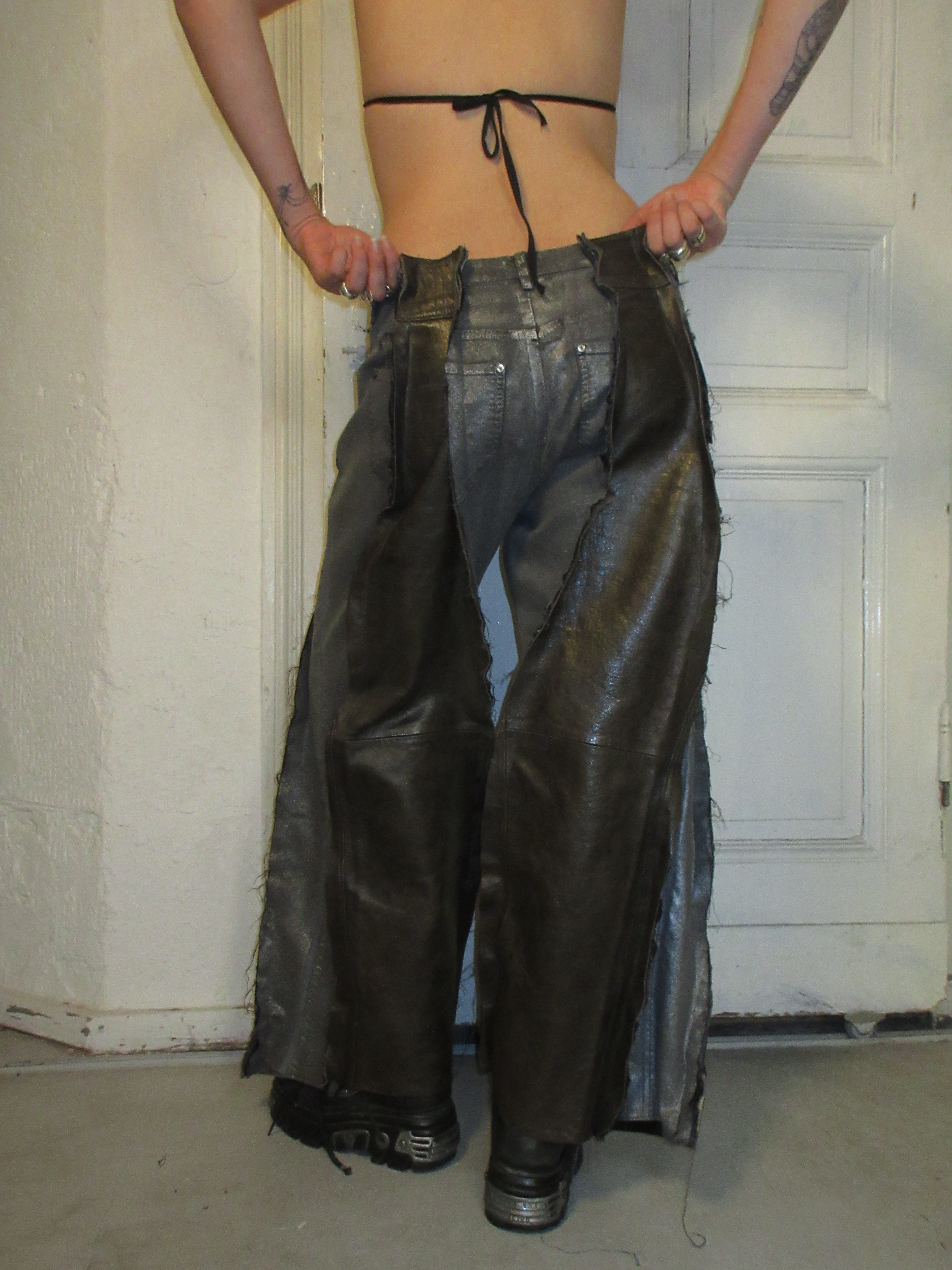 LIMITED EDITION LEATHER/ METALLIC DENIM SPG PANTS