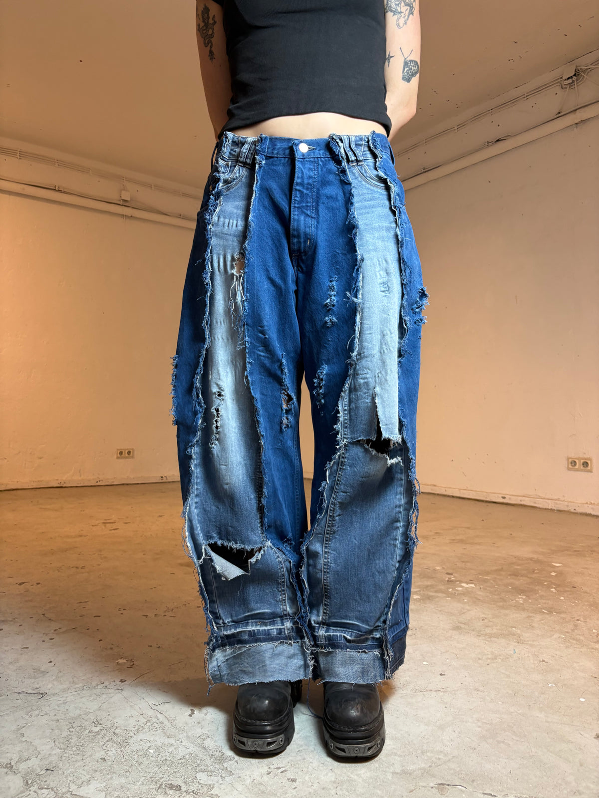 LIMITED EDITION EXTRA DISTRESSED BLUE DENIM SPG PANTS