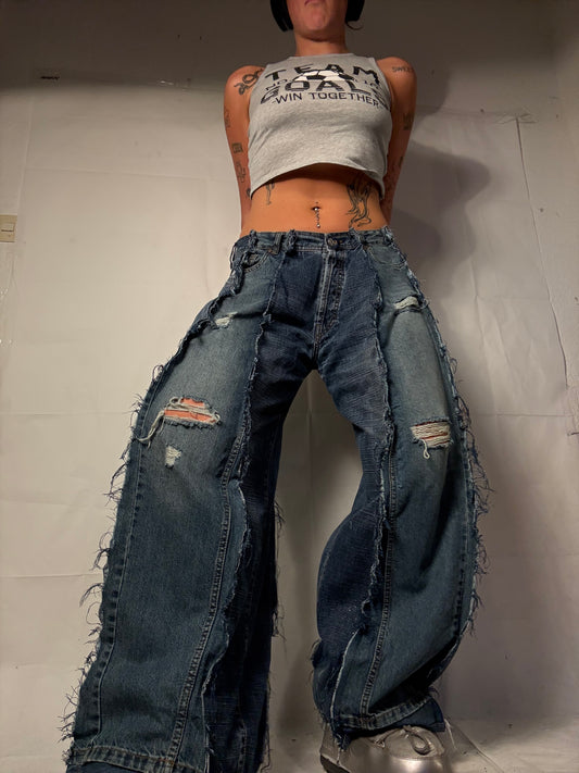 BAGGY RIPPED CLASSIC DENIM SPG PANTS