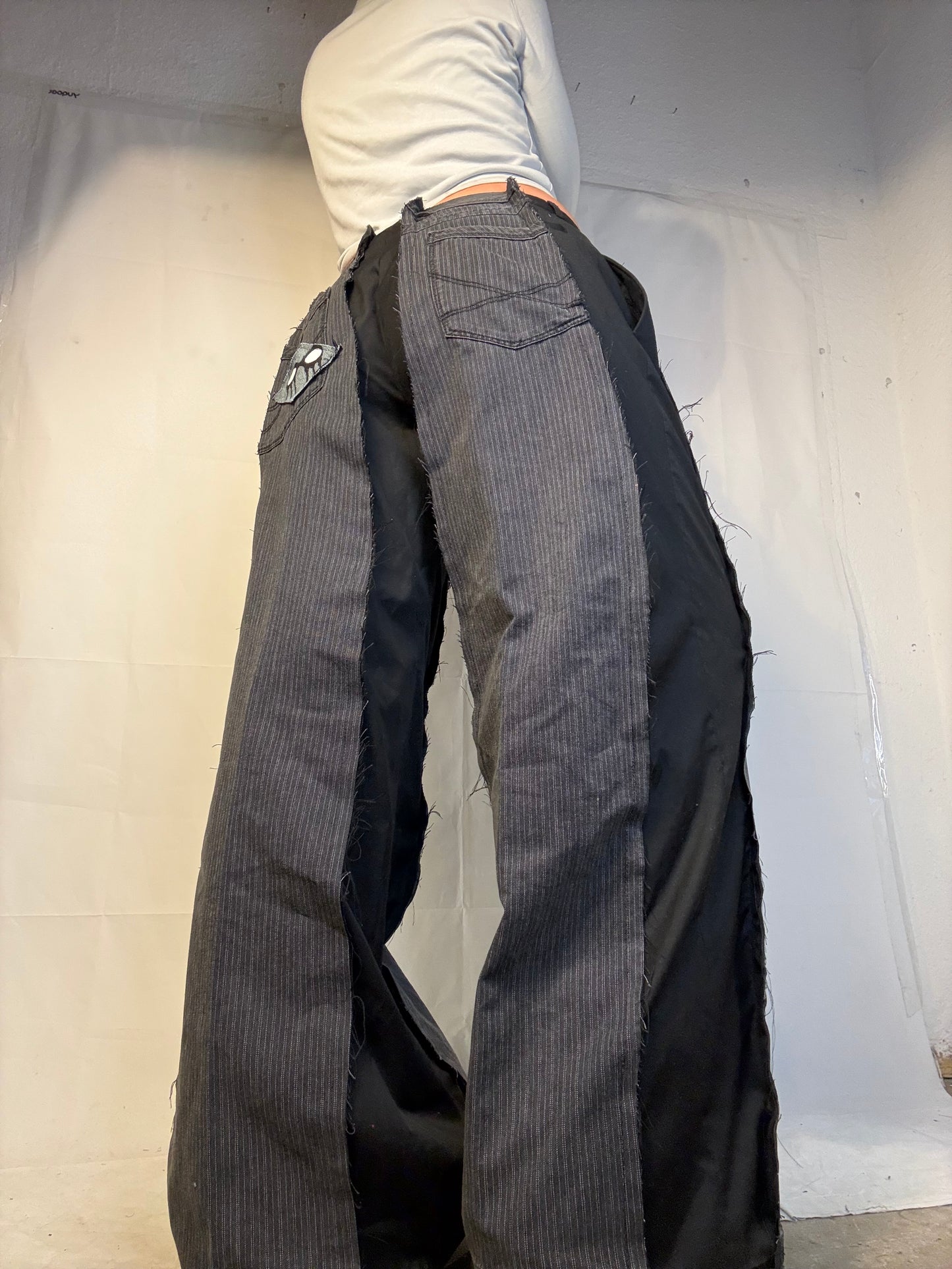 BAGGY HALF SUIT HALF DENIM SPG PANTS