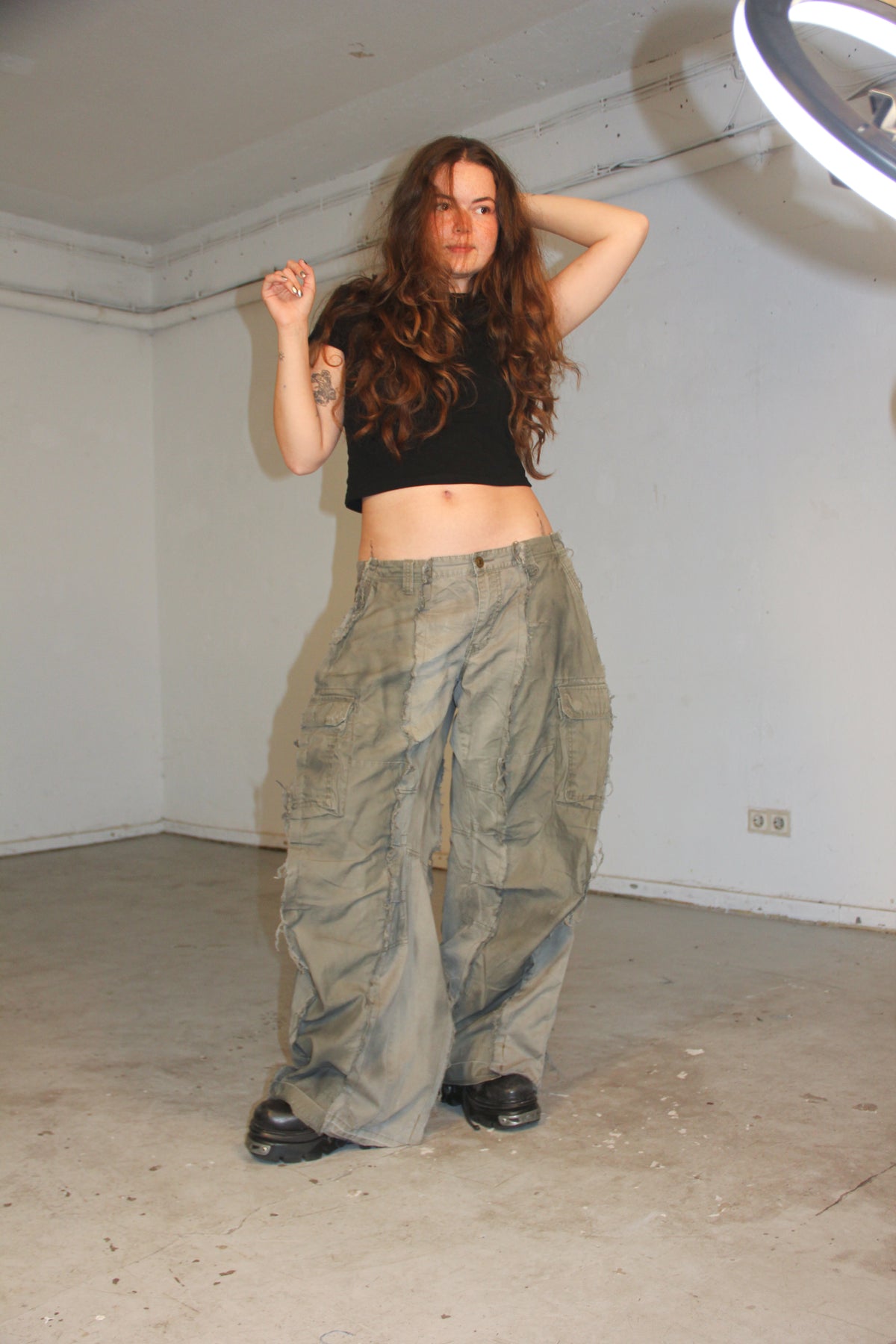 BAGGY STAINED DOUBLE CARGO SPG PANTS