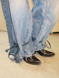 BAGGY TIE-IN LIGHT DENIM SPG PANTS