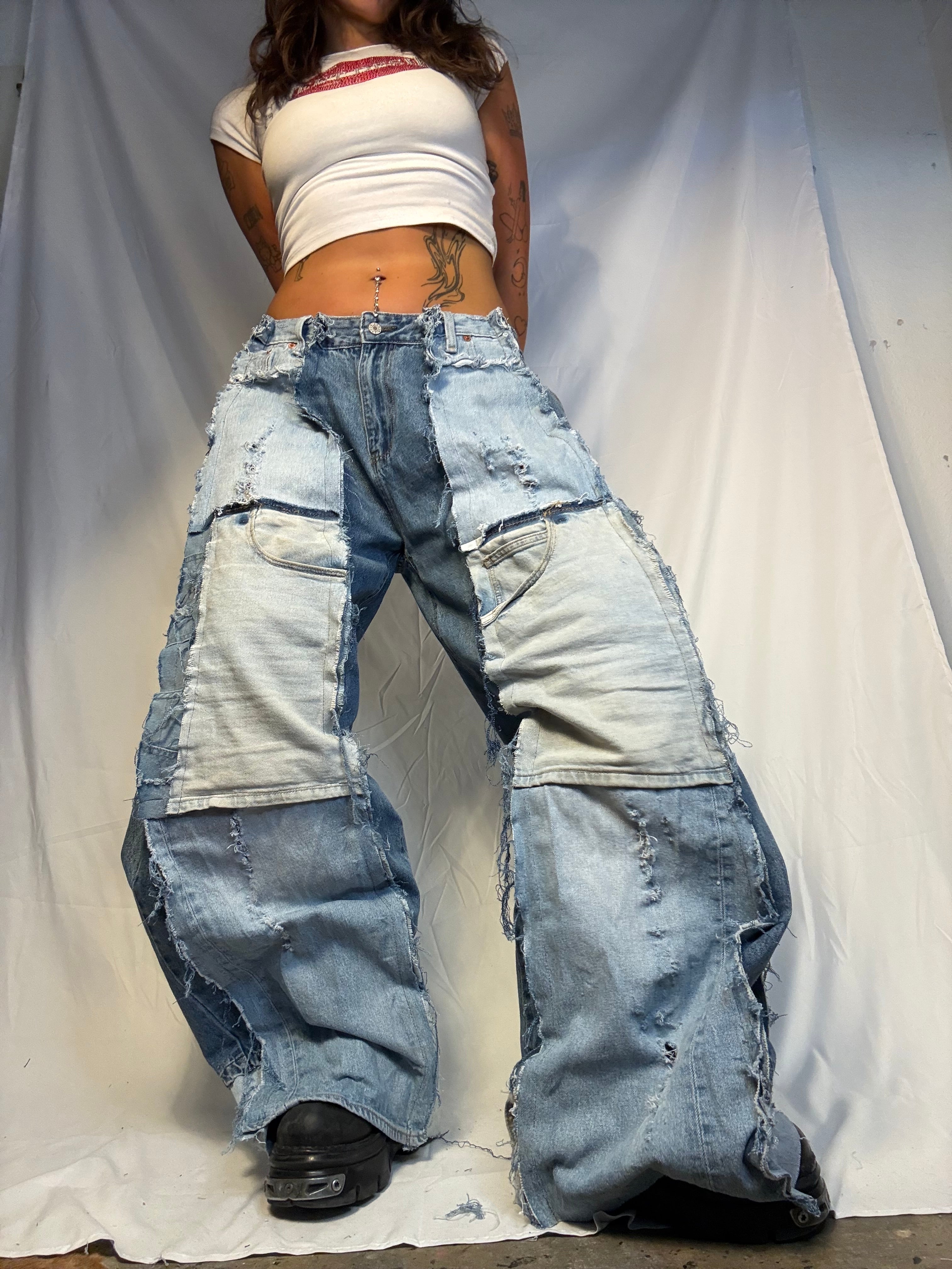 EXTRA BAGGY OVERSIZE PATCHED DENIM SPG PANTS