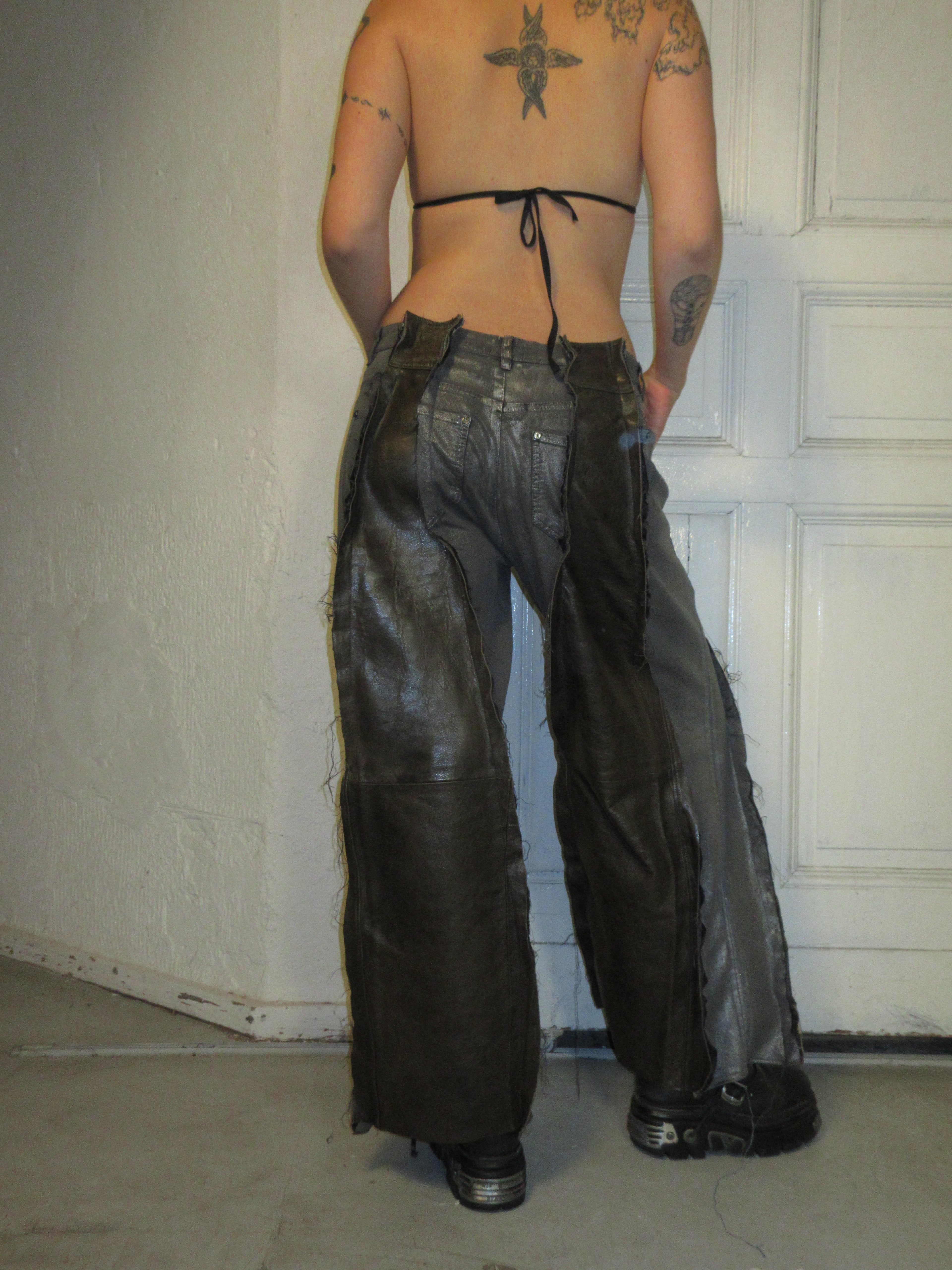 LIMITED EDITION LEATHER/ METALLIC DENIM SPG PANTS