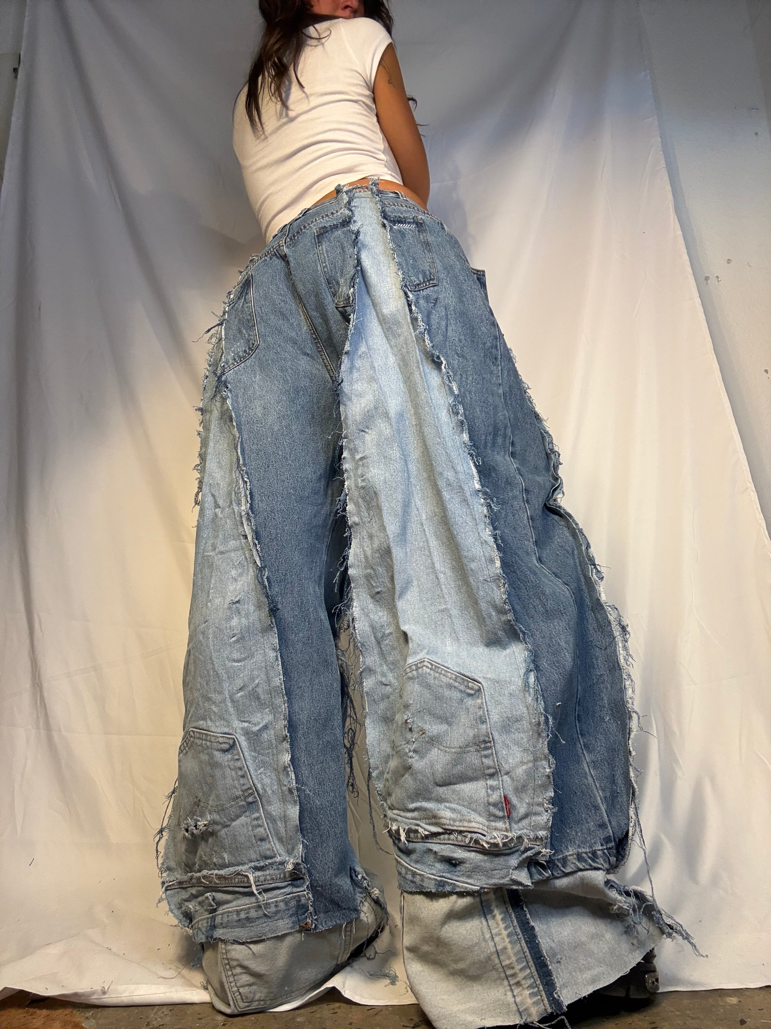 EXTRA BAGGY OVERSIZE PATCHED DENIM SPG PANTS