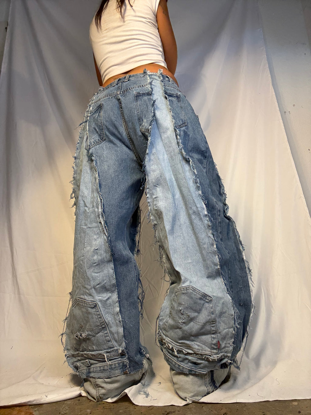 EXTRA BAGGY OVERSIZE PATCHED DENIM SPG PANTS