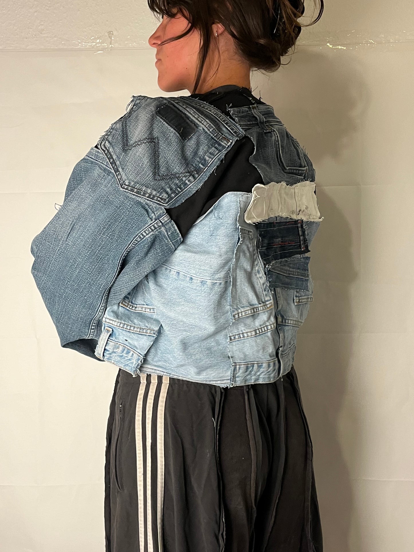 OVERSIZE DENIM BIKER SPG JACKET