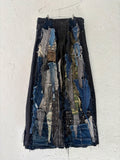 FLARED DARK DENIM PATCHED SCRAP SPG PANTS