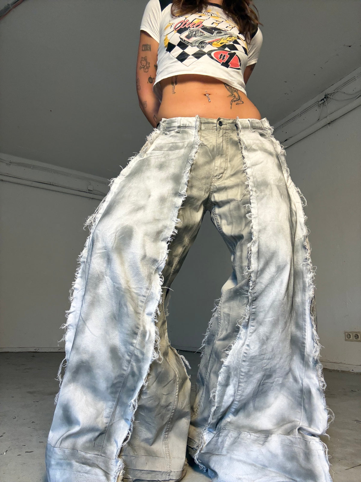 EXTRA BAGGY HEAVILY STAINED LIGHT/WHITE SPG PANTS