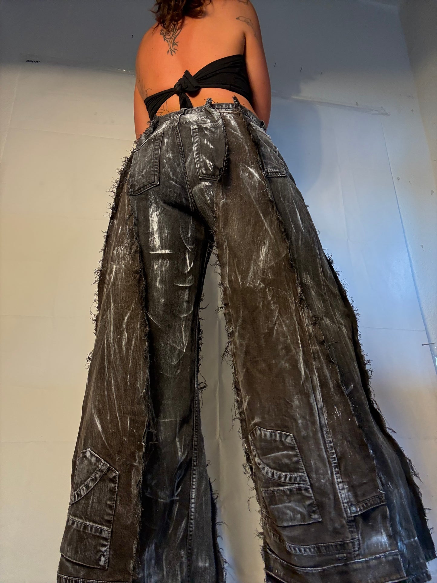 FLARED STAINED ROCK BROWN/BLACK SPG PANTS