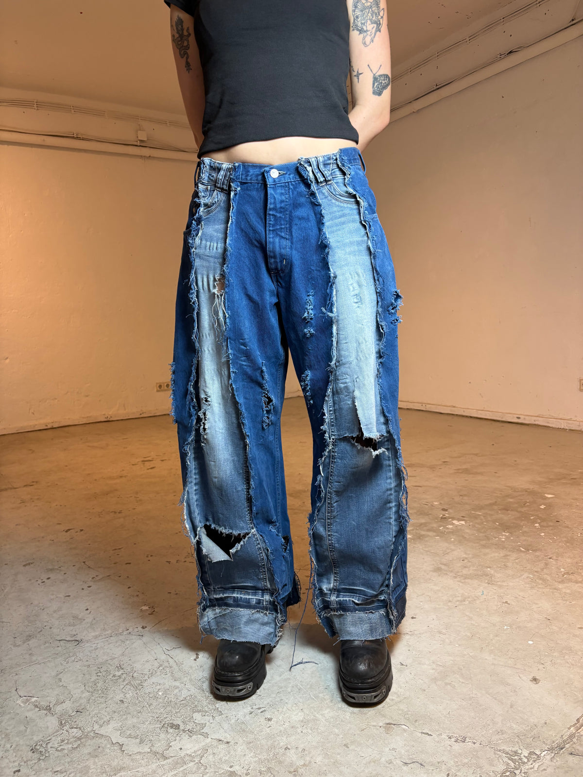 LIMITED EDITION EXTRA DISTRESSED BLUE DENIM SPG PANTS
