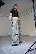 BAGGY RIPPED GREY-STAINED SPG PANTS