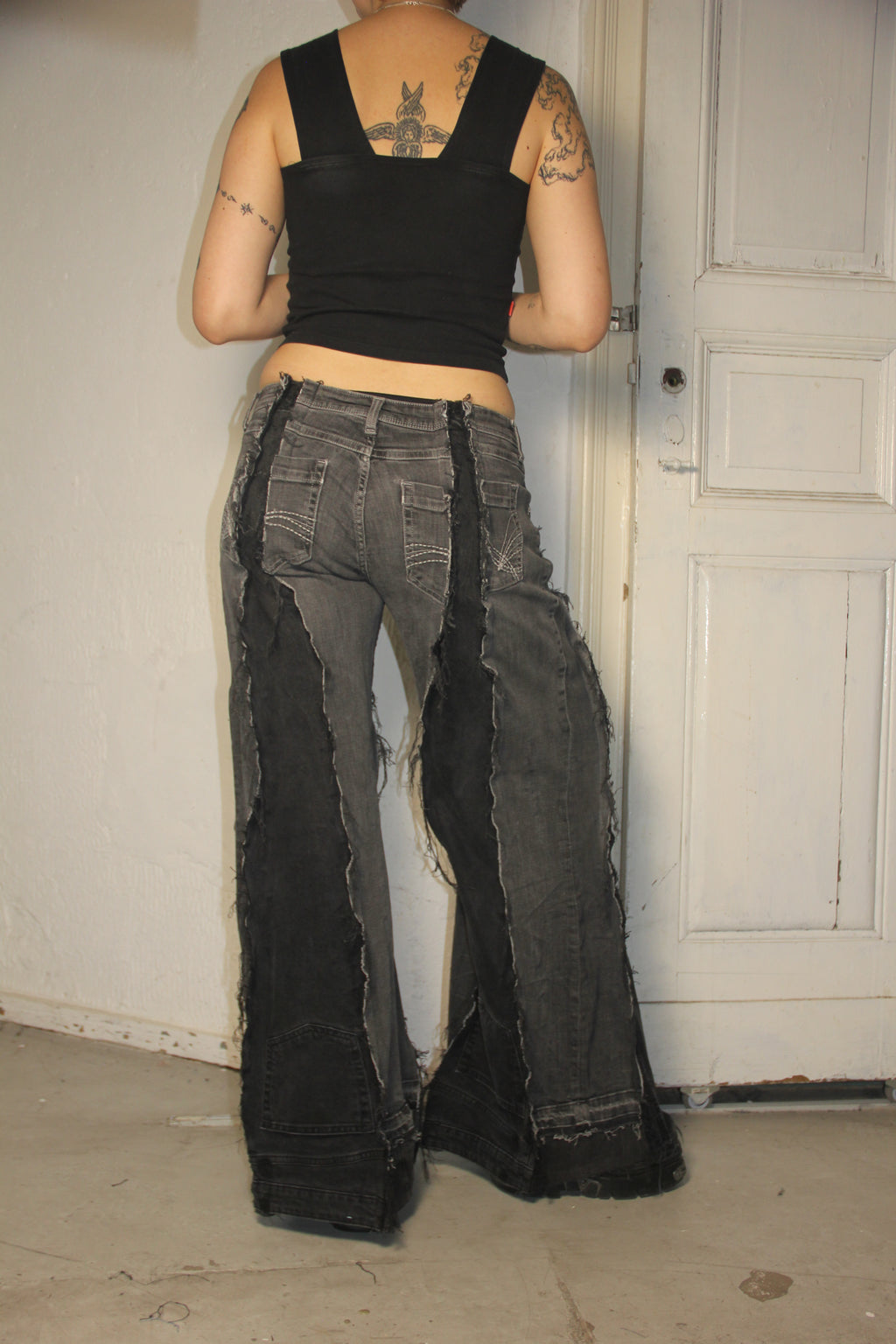 LIMITED EDITION FLARED EXTRA LONG DARK GREY SPG PANTS
