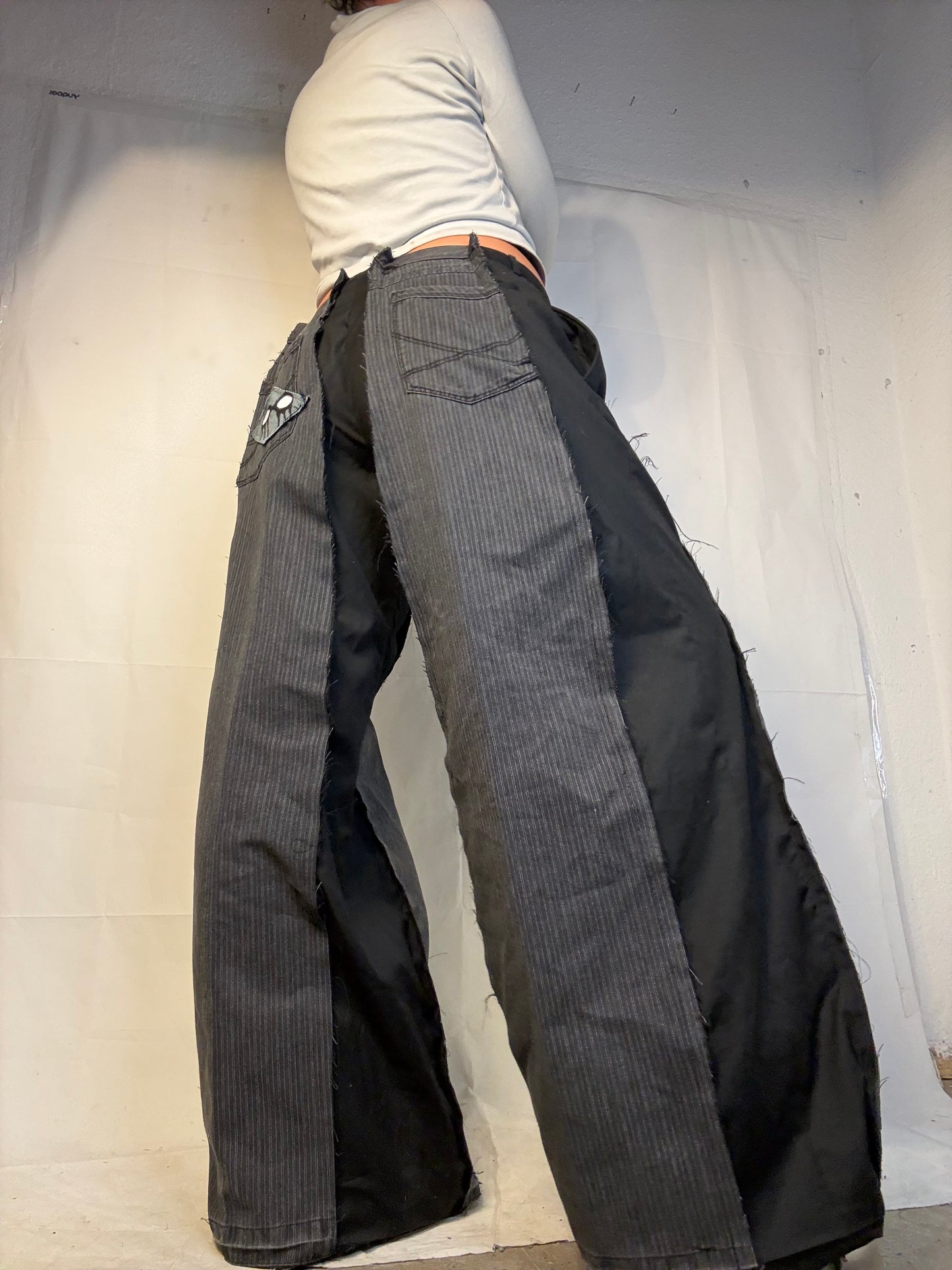 BAGGY HALF SUIT HALF DENIM SPG PANTS