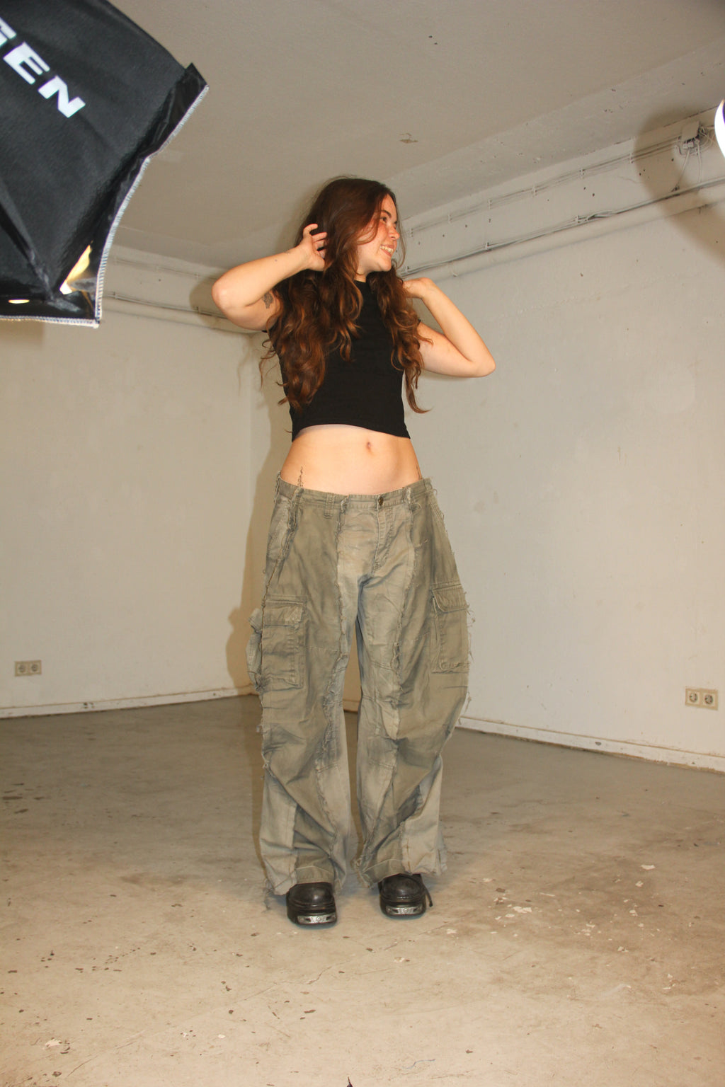 BAGGY STAINED DOUBLE CARGO SPG PANTS
