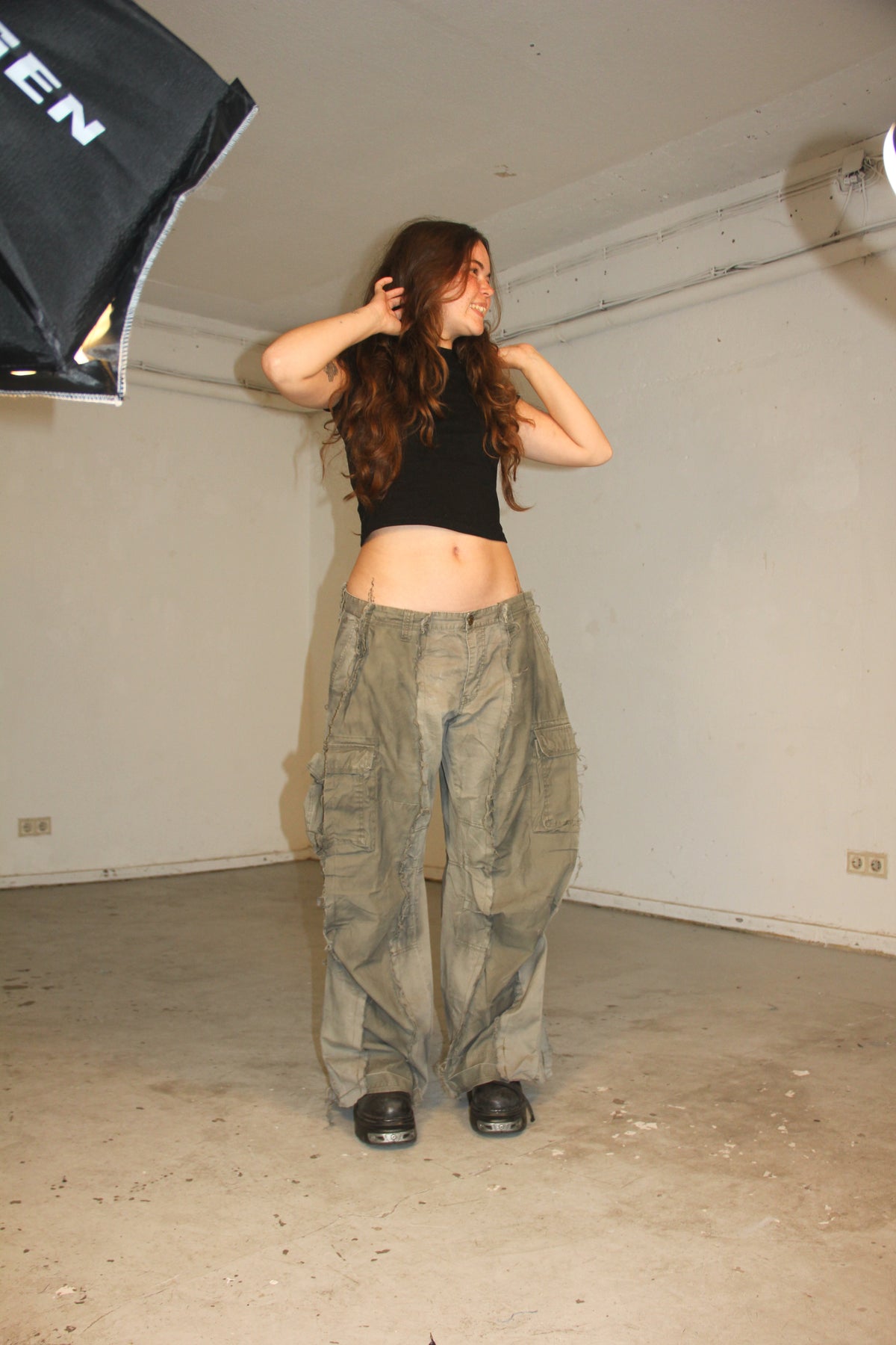 BAGGY STAINED DOUBLE CARGO SPG PANTS