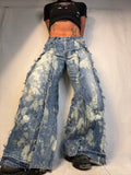 FLARED BLEACHED DENIM SPG PANTS