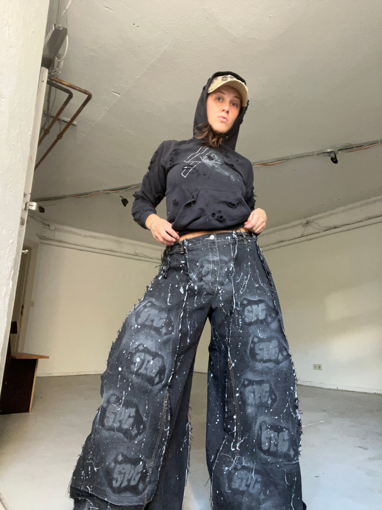 Extra Baggy Black/Painted SPG Pants