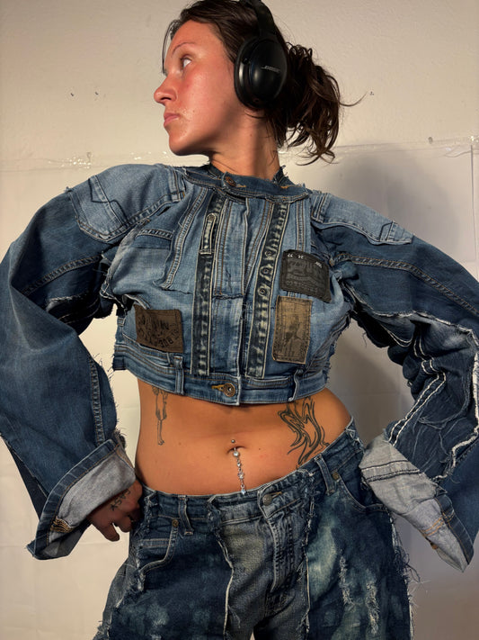 EXTRA CROPPED BIKER DENIM SOG JACKET