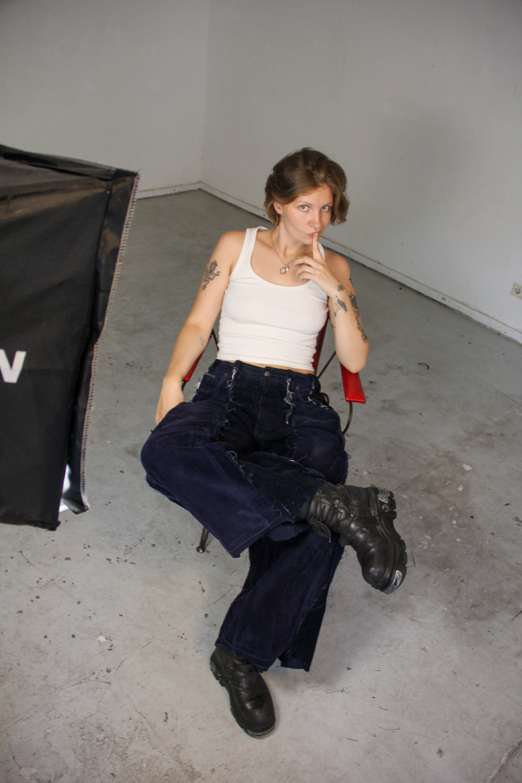 BAGGY DARK BLUE CORDUROY SPG PANTS