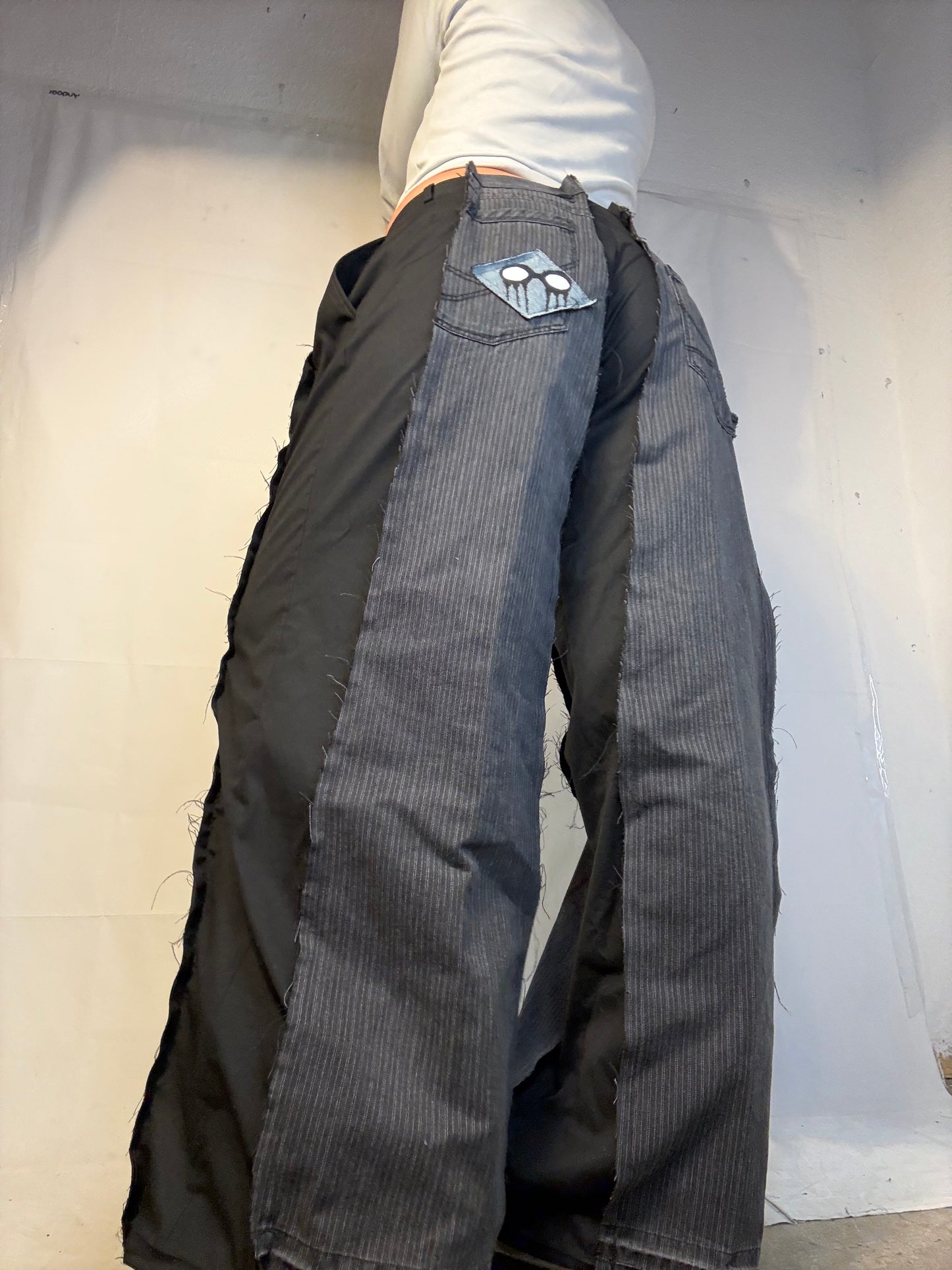 BAGGY HALF SUIT HALF DENIM SPG PANTS