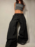 BAGGY BLACK PINSTIBE SPG SUITPANTS