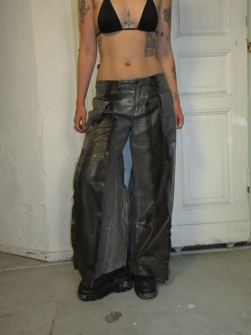 LIMITED EDITION LEATHER/ METALLIC DENIM SPG PANTS