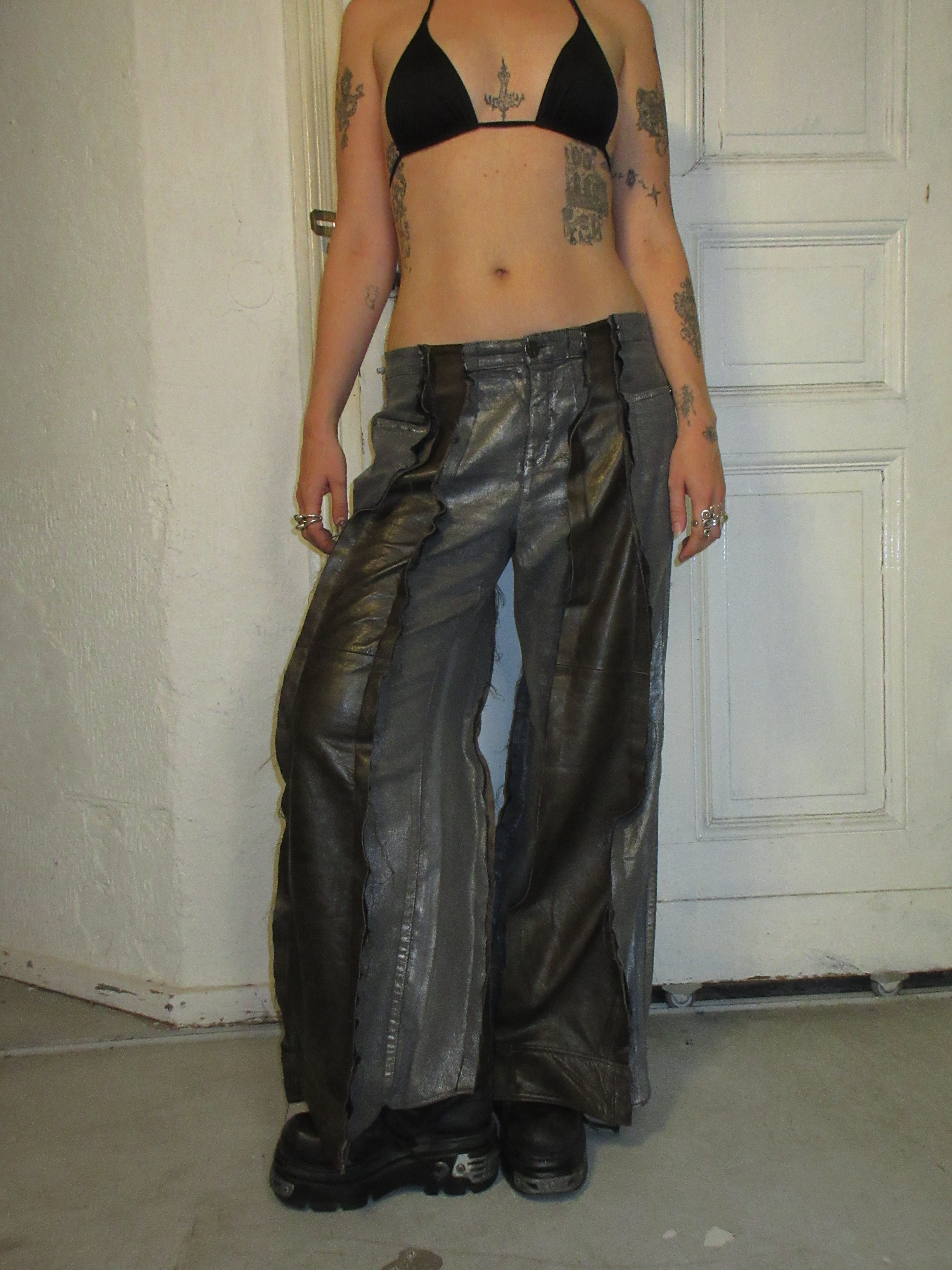 LIMITED EDITION LEATHER/ METALLIC DENIM SPG PANTS
