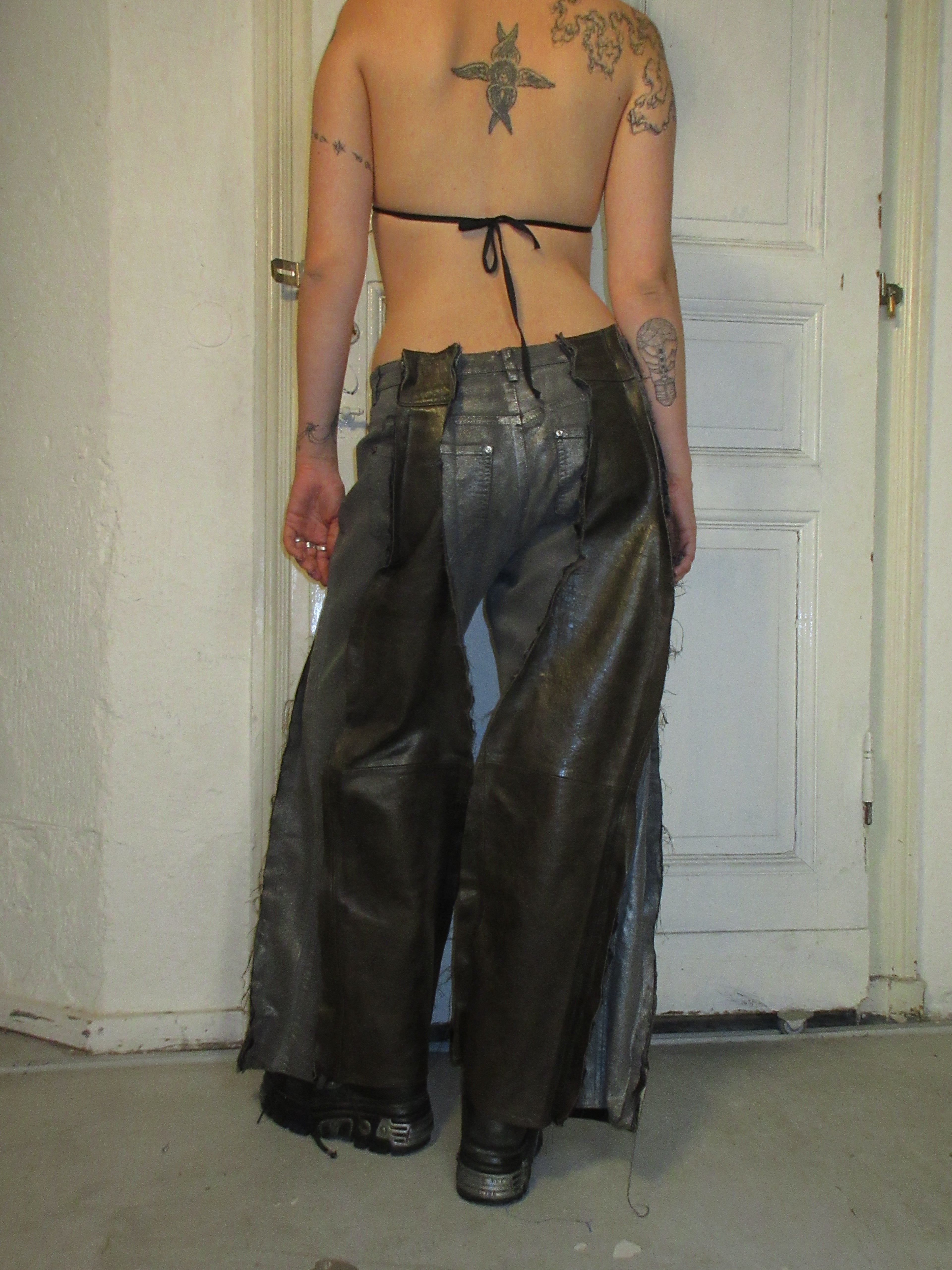 LIMITED EDITION LEATHER/ METALLIC DENIM SPG PANTS