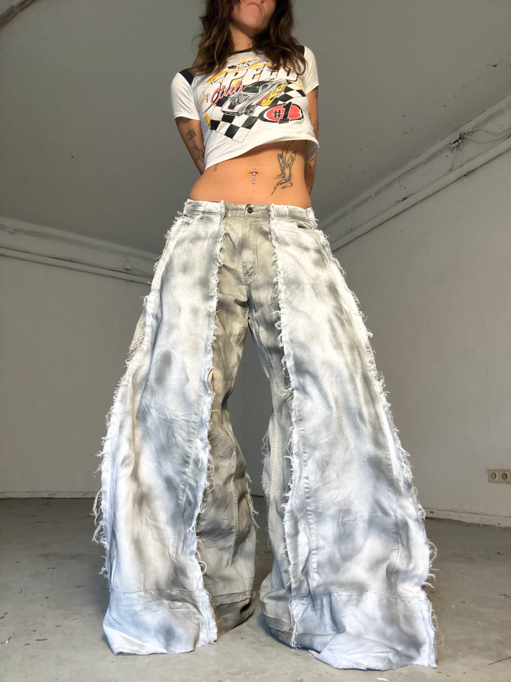EXTRA BAGGY HEAVILY STAINED LIGHT/WHITE SPG PANTS