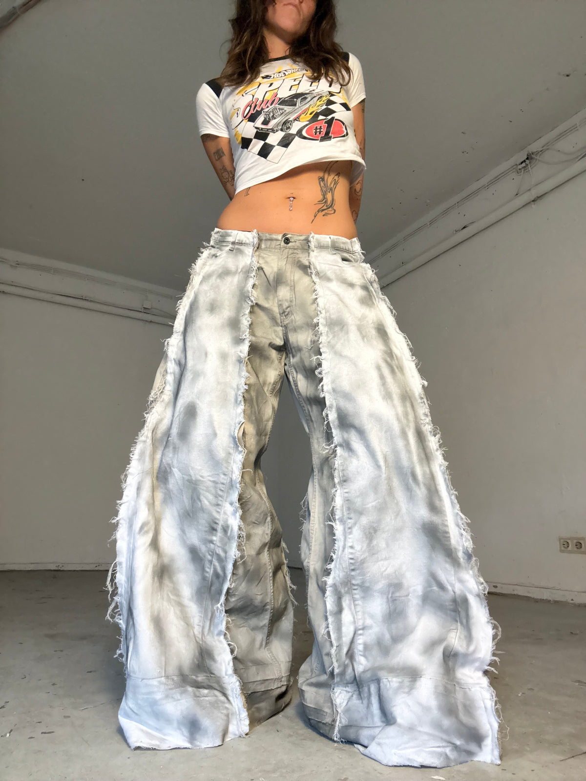 EXTRA BAGGY HEAVILY STAINED LIGHT/WHITE SPG PANTS