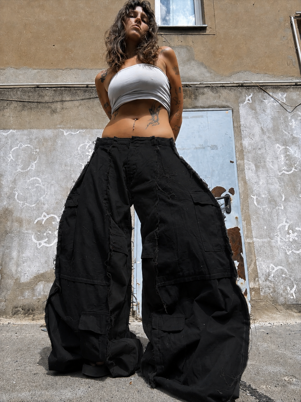 EXTREME BAGGY ALL BLACK SPG CARGO PANTS