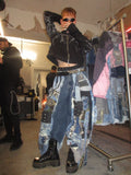 SCRAP-PATCHED DARK DENIM SPG PANTS