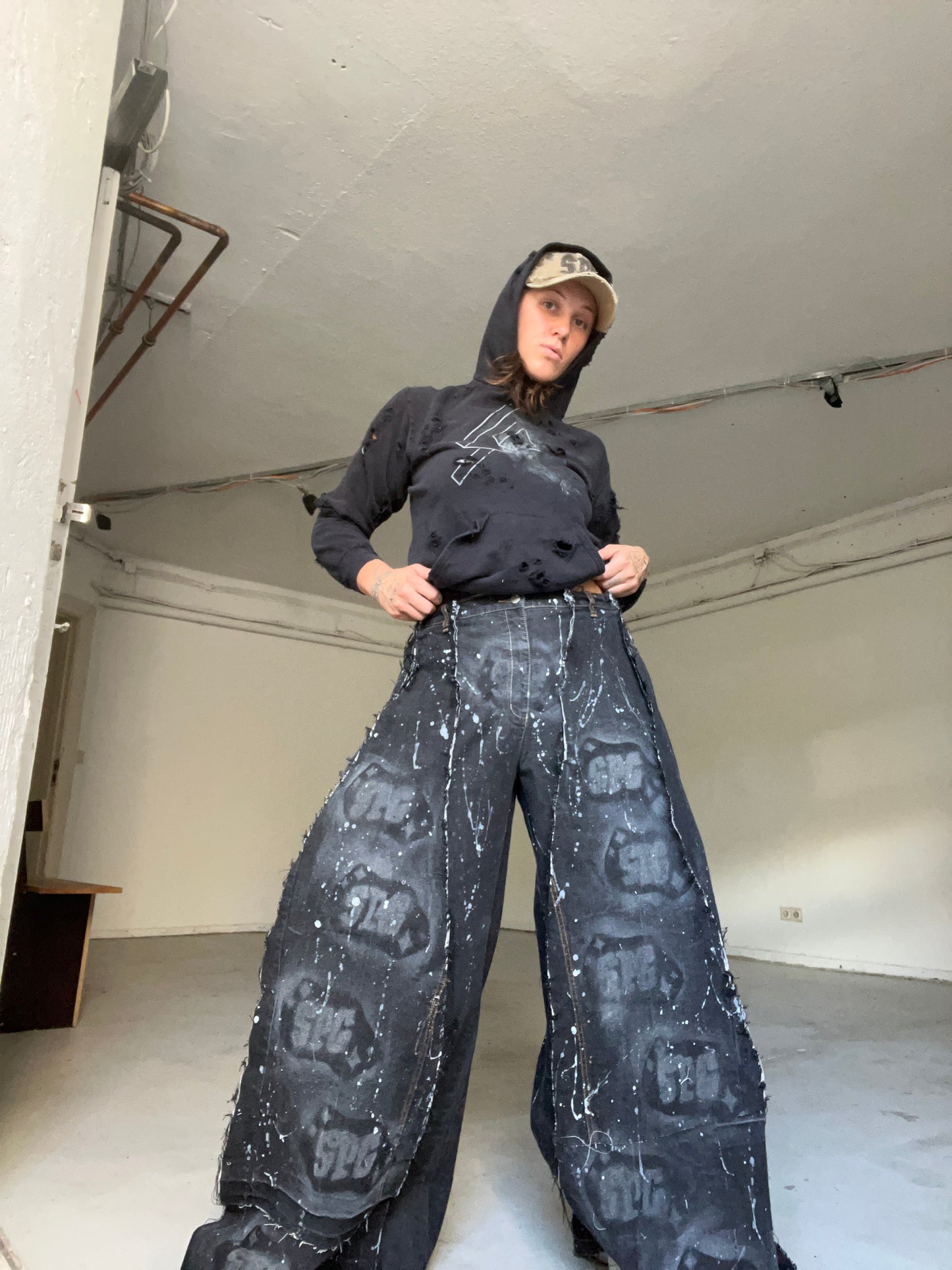 Extra Baggy Black/Painted SPG Pants