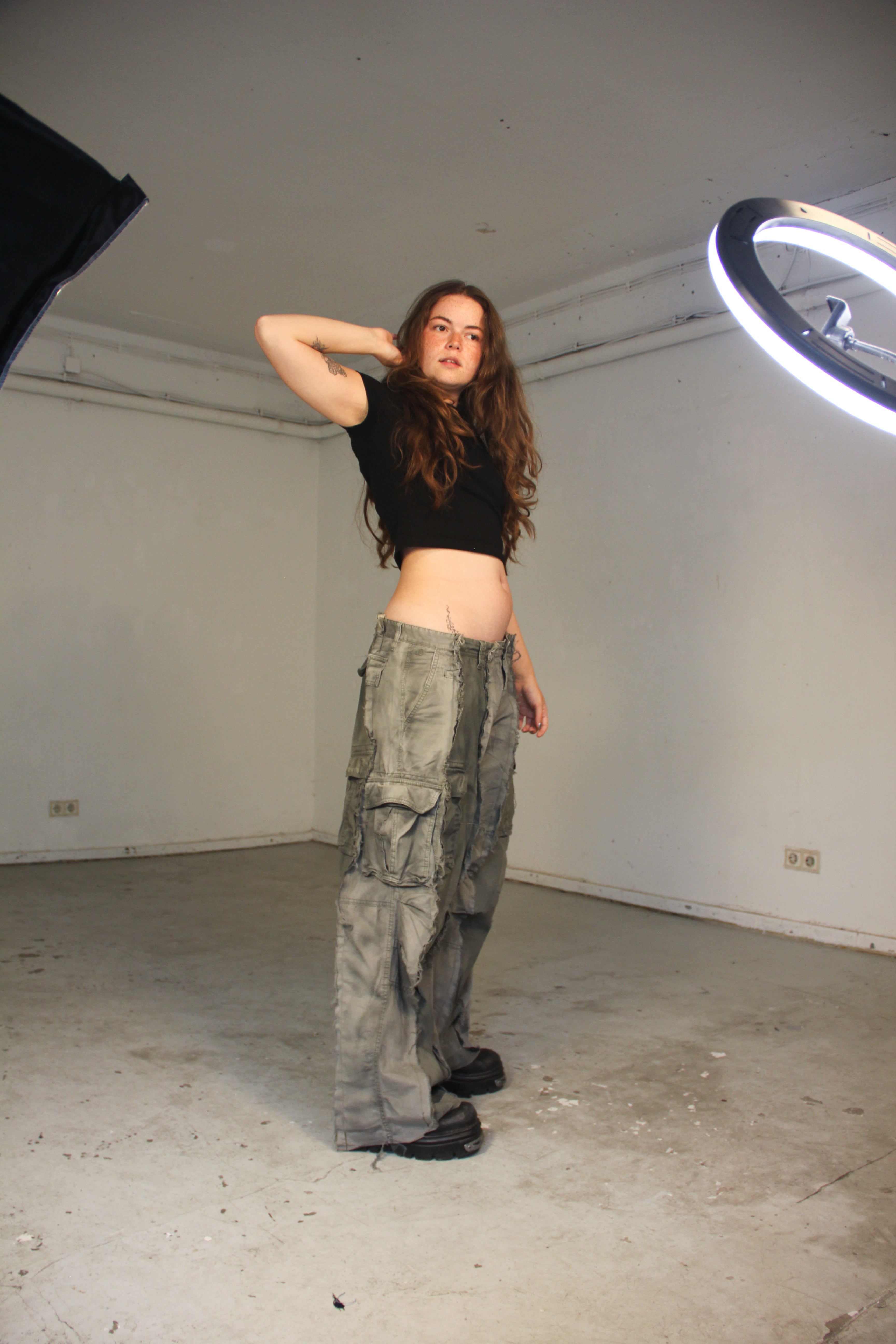 BAGGY STAINED DOUBLE CARGO SPG PANTS