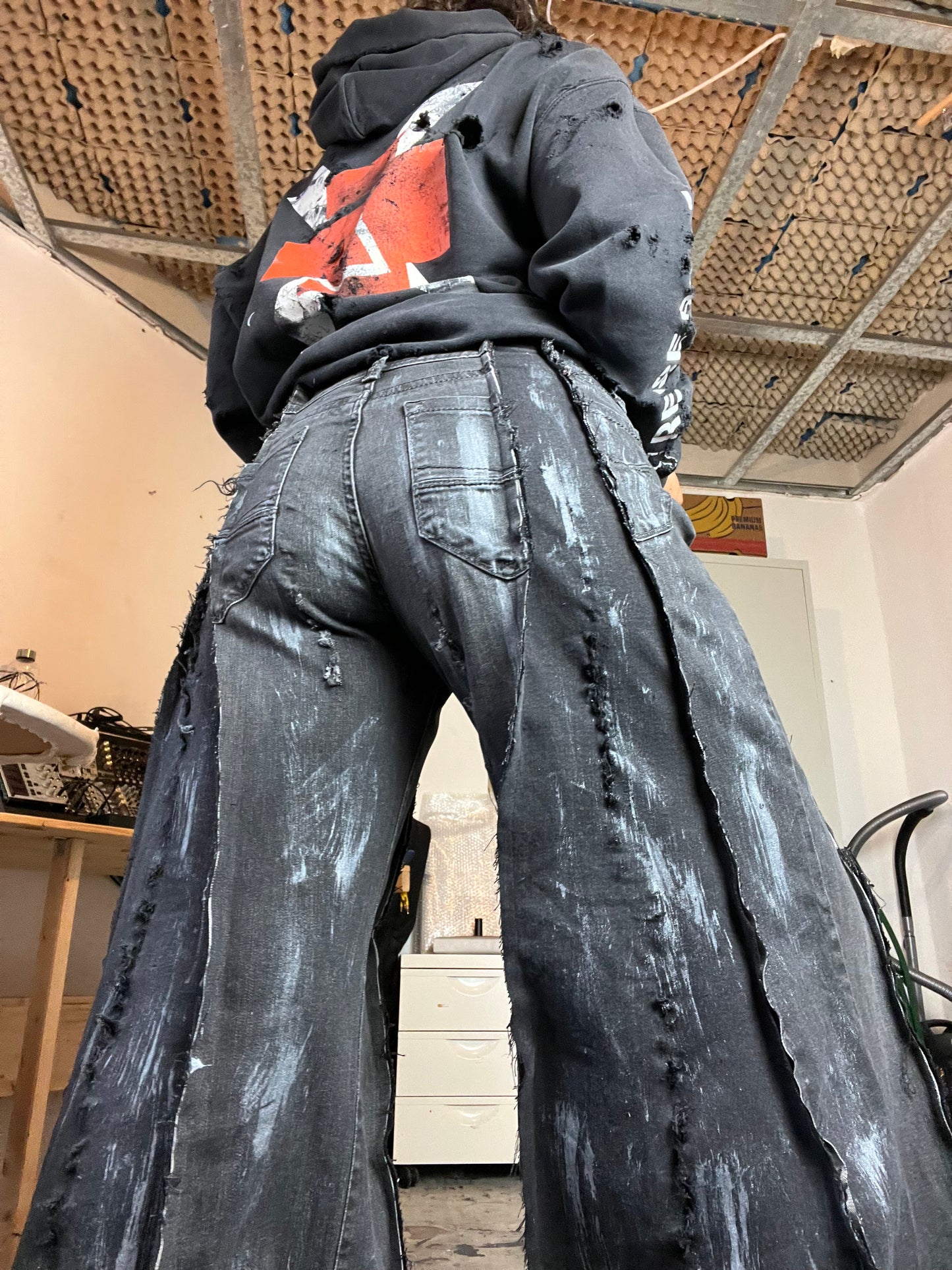 Flared Black Silver SPG Pants