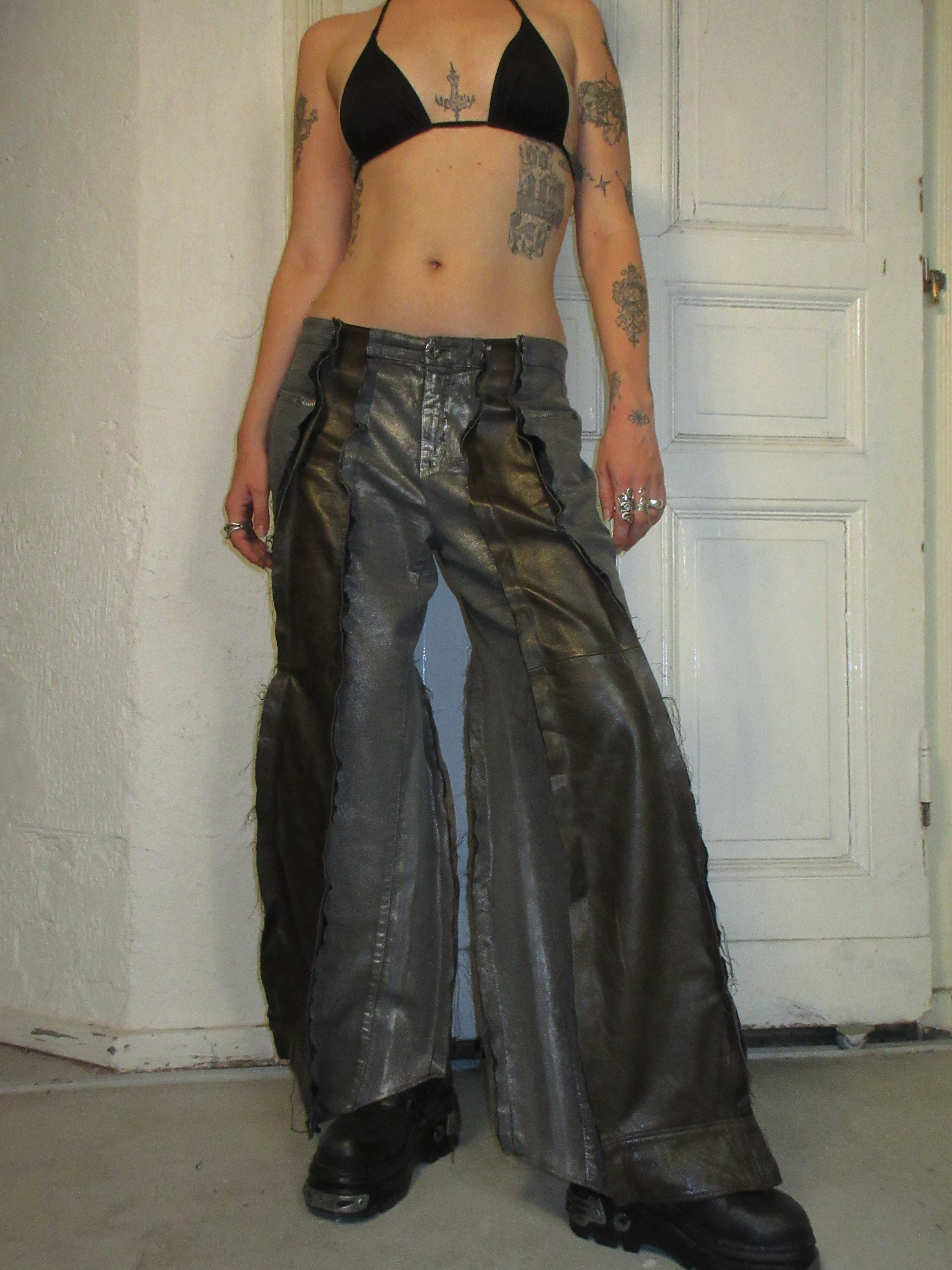 LIMITED EDITION LEATHER/ METALLIC DENIM SPG PANTS