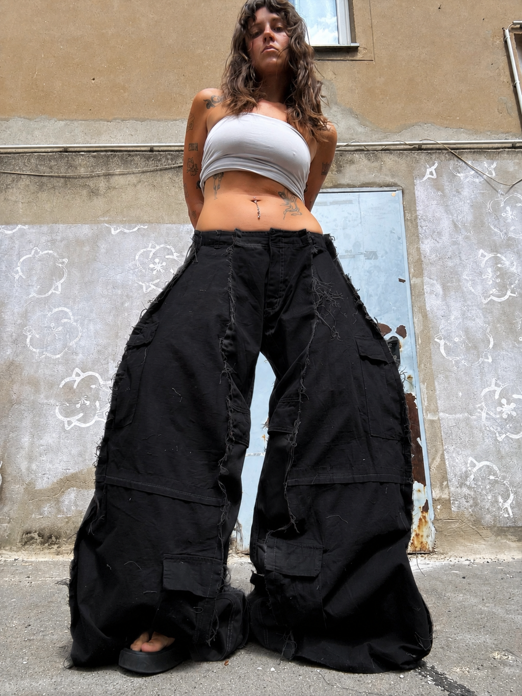 EXTREME BAGGY ALL BLACK SPG CARGO PANTS