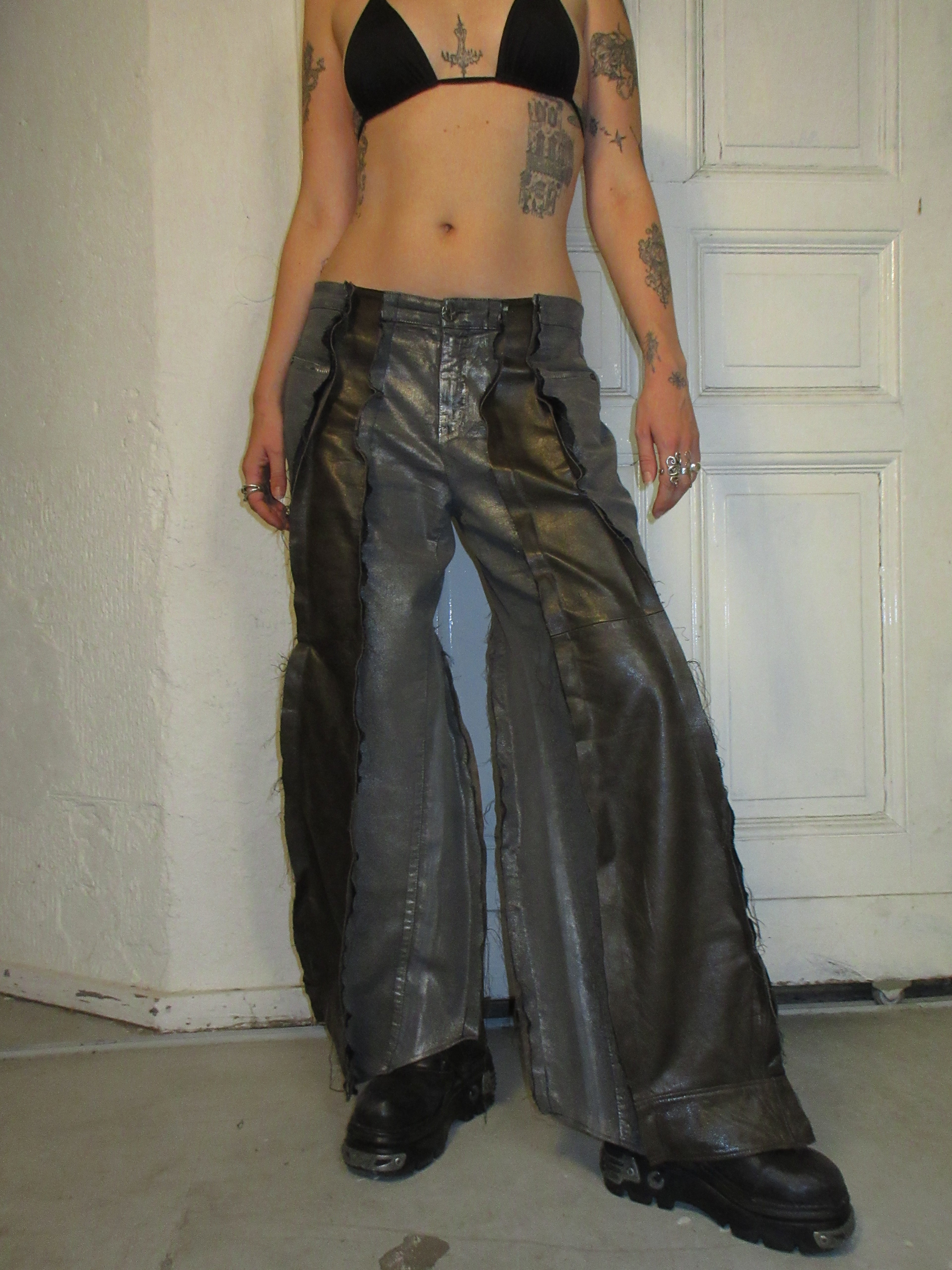 LIMITED EDITION LEATHER/ METALLIC DENIM SPG PANTS