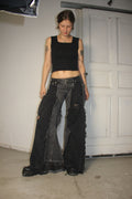 LIMITED EDITION FLARED EXTRA LONG DARK GREY SPG PANTS