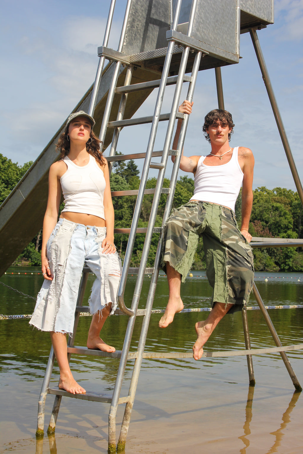 BAGGY RIPPED LIGHT DENIM SPG JORTS
